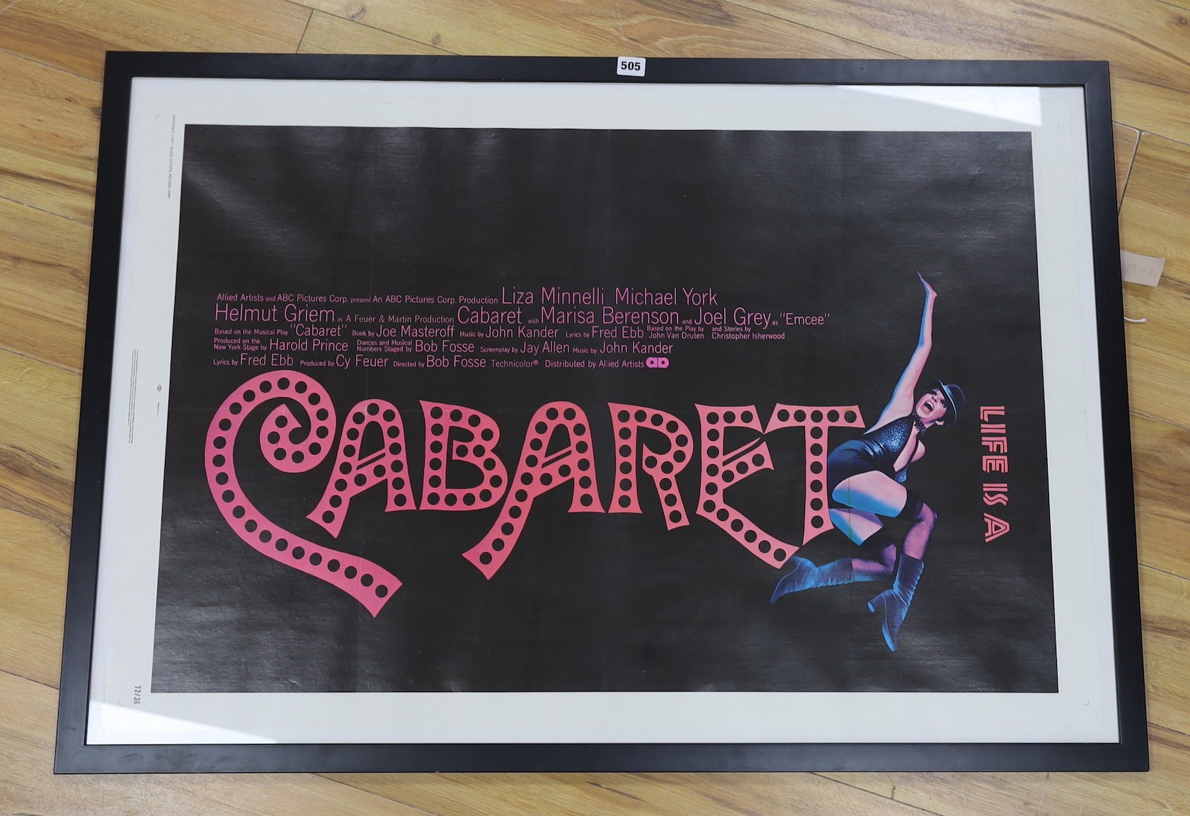 Film poster, Cabaret, 104cm wide x 70cms high